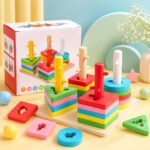 Brainy Bugs Wooden Four Sleeve Column Stacking Toy
